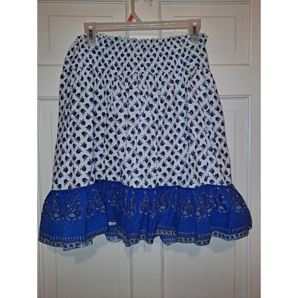 Planet Gold blue white ruffle skirt size medium floral knee length - Picture 4 of 8